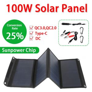 Panel solar monocristalino de carga rápida QC30 de 100W, paquete plegable, Kit de sistema portátil, celdas, panel de emergencia 240131