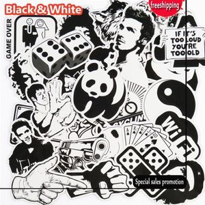 101 pièces noir et blanc autocollant Snowboard voiture style traîneau boîte bagages réfrigérateur jouet vinyle décalque décor à la maison bricolage Cool Stickers244T