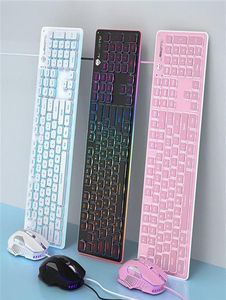 104 touches L1 filaire Film lumineux clavier Usb bureau à domicile ordinateur jeu clavier souris ensemble Epacket268K204k259s251b6535171