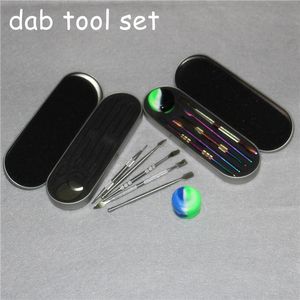 106-121mm dab tool kit Wax dabber tools set Bar Boîte en aluminium emballage vax atomiseur titane nail dabbers Pour stylo vaporisateur d'herbes sèches
