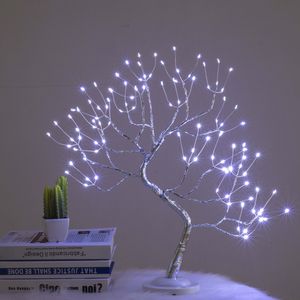 108 LED tactile veilleuse Mini romantique arbre de noël fil de cuivre guirlande fée lampe de Table pour enfants chambre Bar décor