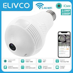 1080p icsee lámpara panorámica bombilla wifi cámara ip 2.0mp seguridad en el hogar cctv ojo de pez 360 grados monitor remoto audio bidireccional