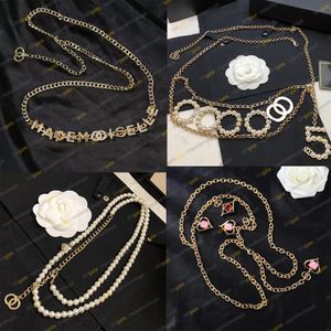 10a Mirror Quality Designer Luxury Femme Lady Chain Belt Metal Resin Glass Perle Diamant Crystal Strass Gold Silver Black Chain Bijoux