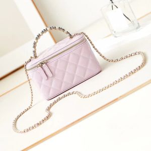 10A Mirror Quality Designers 17 cm Sac de cosmétique Mini Mini Zipper Vanity Case Sac de luxe Sac à main de veau de luxe Sac à main Purple Quilted Purse Crossbody Body Sac avec boîte