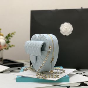 Sacs de carrosserie transversal de créateurs 10a Mirror Quality Quality SheepSkin Heart Crayt with Chain Bag 18 cm Luxuries Sacs d'épaule avecbox C026
