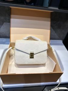 10A Calidad Diseñadores clásicos Bolsas Maletín de cuero genuino Conjunto para hombre Mujeres Bolsas de hombro Mensajero blanco Correa de cadena Cruz Cuerpo Señoras Flap Monedero Caja de embrague