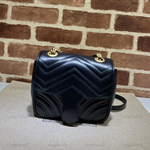 10A Retro Mirror Quality Designers Marmont Square Flap Bags Mini 18cm Womens Real Leather Cowhide Quilted Purse Luxury Chevron Handbag Crossbody Shoulder Chain Box