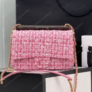 10A Top Sac de créateur rose Sacs à bandoulière Sac à rabat classique Sac à chaînes de mode Sacs en laine de haute qualité pour femmes Sac de couverture avec poignée en bois Emballage de boîte-cadeau Sac noir