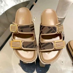 10A Top Quality Feel Sandal Summer Summer Casual Shoes Piscine Canvas Luxurys Designer Lady Sunny Gentine Leather Beach Slide Classic Womens Mens Sliders Gift with Box