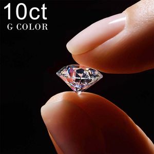 10ct 14MM G Color Genuino Piedra preciosa suelta Moissanite Paso de piedra Probador de diamante con certificado GRA 8 Corazones 8 Flechas Gema grande Caliente H1015