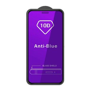 Protecteur d'écran de téléphone, couverture complète en verre trempé 10d, Anti-lumière bleue, pour iphone 13 12 11 mini pro max xr xs 6 7 8 Plus