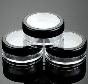 Poudre libre à capuchon transparent noir 10g, compacte avec couvercle à grille, pot d'emballage, boîte vide pour gâteaux en poudre