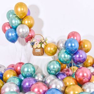 10 pulgadas 50 unids/lote nuevos globos de látex de perlas de Metal brillante colores metálicos cromados gruesos bolas de aire inflables decoración de fiesta de cumpleaños 20 lotes
