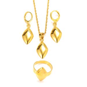 10k ne s'est jamais cassé à nouveau ensemble d'or bijoux géométrie carrée pendentif collier boucles d'oreilles bague ensembles indien traditionnel Bollywood