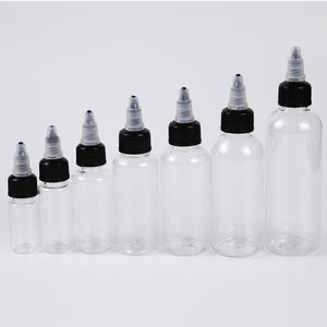 10ml 15ml 4oz 60ml pet hair squeeze tips flacon compte-gouttes en plastique 20ml 100ml avec buse twist cap pour encre envoyer par mer