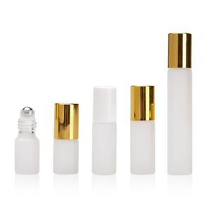 10ml 5ml 3ml Parfum Roll On Glass Bottle Frosted Clear avec des flacons d'huile essentielle de rouleau de boule en métal dh868