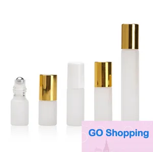 10ml 5ml 3ml Parfum Roll On Glass Bottle Frosted Clear avec Metal Ball Roller Essential Oil Vials Quatily