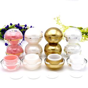 Botellas cosméticas acrílicas recargables de 10ML con tapa de rosca y forro de PP en forma de bola, tarro de viaje, bote, maquillaje, crema facial, soporte para crema de ojos