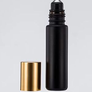 Rollo de 10 ml en botella de vidrio, botella negra mate, fragancias, botellas de Perfume de aceite esencial con bola de rodillo de Metal C21