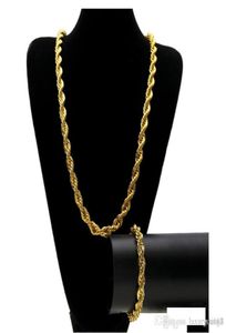 Cadenas de cuerda de Hip Hop de 10 mm Juego de joyas Gold Plate Plateado espeso espeso de collar de collar largo para hombres S Joyería de roca G6137301