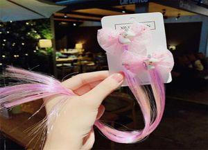 10pairlot Cartoon Hair Bows for Girls Sequin Net Yarn Cair Clips avec Long Wig Hairgrips Princess Party Kids Accessories92022554515994