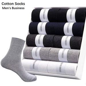 10 paires/lot 2019 haute qualité hommes d'affaires chaussettes décontracté coton chaussettes noir blanc longue chaussette automne hiver pour hommes taille 39-45