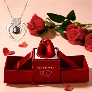 10 PC boîtes à bijoux collier de projection d'amour et boîte-cadeau rose exquise langues je t'aime pendentif nouveaux bijoux romantiques expédition directe 231118