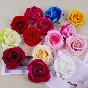 10 Pc/lot Simulation Velours Rose Tête Fleurs Artificielles Bouquet De Mariage Arc Fleur Partie Fond Décoration Rose Fleur Mur Vacances Chapeau Accessoires Couronne