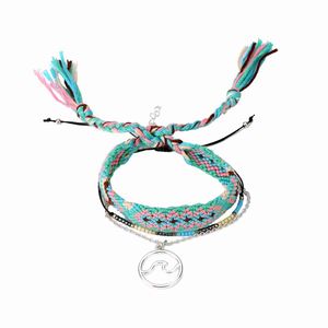 10PC/set Fashion hand weaving leather bracelet with hand pendant Sailing naval Viking style Anchor woven bracelet