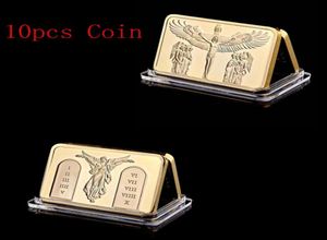 10pcs 1 once Gold plaquée artisanat Jésus Christ Commandments Bullion Souvenir Coins cadeaux 6198763