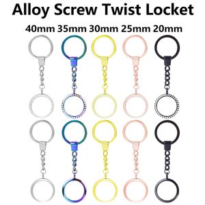 10 Pcs 30mm Twist Métal Rond Mémoire Vivant Médaillon Pendentif Porte-clés Diy Flottant Charmes Médaillon Porte-clés Femmes Hommes Cadeau Bijoux 220516