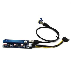 Livraison gratuite 10pcs 60cm PCIe 1x à 16x PCI Express Extender Riser Card Adaptateur d'extension USB 3.0 PCI-e avec câble d'alimentation SATA 15pin à 6pin