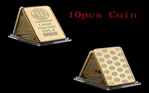 10pcs Arts et artisanat Suisse Suisse Argorheus SA Melter Assayer Bullion 1 OUNCE FINE GOLD 9999 BAR AVEC CASE ACRYLIQUE POUR COLLEC6571295