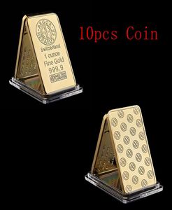 10pcs Arts et artisanat Suisse Suisse Argorheus SA Melter Assayer Bullion 1 OUNCE FINE GOLD 9999 BAR AVEC CASE ACRYLIQUE POUR COLLEC2861328