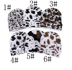 10 Uds Otoño Invierno moda cálido sombrero estudiantes lindo estampado de leopardo vaca sombrero de punto sombrero de lana pareja de estudiantes gorras de calavera Unisex