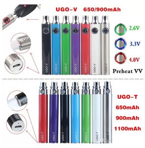 10pcs Bottom Charge Vape 510 Batterie de vaporisateur Thead UGO T V 650 900 1100 mAh eGo Pass Through E Cigs Câbles de chargeur micro USB