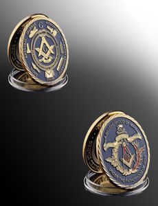 10pcs Fraternité Masons Masonic Craft Gold Pared Coin Eye Golden Design Mason Token Coins Collection2529949
