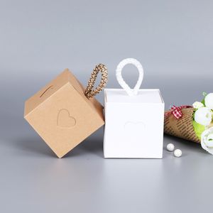 10pcs Candy Box New Craft Paper Cart-to-Heart Mariage Favor Boîtes-cadeaux Sacs de fête à tarte Eco Friendly Kraft Packaging