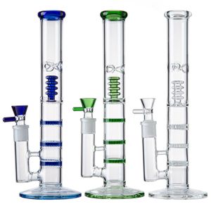 Vaso de vidrio transparente Bongs Tornado Perc Hookahs Base salvavidas Ciclón Percolador Bong Disco Fristted Fumar Pipas de agua Aceite de tabaco verde Plataformas Dab 18 mm Junta hembra