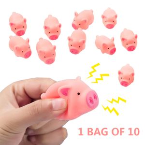 10 Uds lindos juguetes para mascotas lindo cerdo rosa Squeeze Squeaky Chew juegos interactivos entrenamiento divertido juguete de goma suave Mini juguete suministros para perros