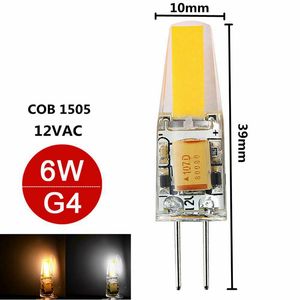 10 pièces Dimmable Mini G4 LED COB lampe 6W ampoule AC DC 12V 220V bougies remplacer 30W 40W halogène pour lustre projecteur