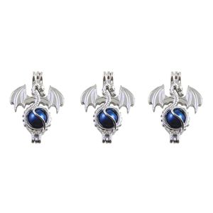 Colgante de collar de jaula de perlas, difusor de aceite esencial, dragón proporciona 10pc chapado en plata, además de su propia perla, la piedra lo hace más atrayente