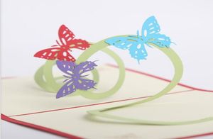 10pcs Hollow Butterfly Handmade Kirigami Origami 3D Pop Up Cartes de vœux Carte d'invitation pour le mariage Birthday Party Gift2579413