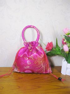10 pièces grands sacs à bijoux à cordon avec poignée pochette cadeau en brocart de soie chinois sac de rangement cosmétique femmes fourre-tout porte-monnaie