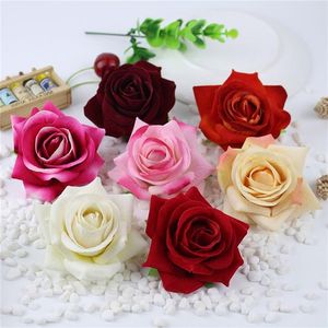 10 pièces grandes roses en tissu de velours têtes de fleurs artificielles décoration de voiture de mariage noël Halloween fête boîte-cadeau décor flores237g