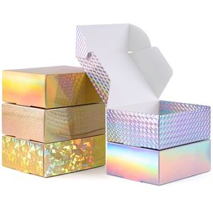 10 Uds láser oro plata Kraft blanco y negro embalaje cartón regalo caja de jabón admite impresión de tamaño personalizado 220706