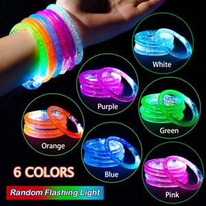 10 Uds. Pulsera Led que brilla en la oscuridad suministros de recuerdo de fiesta pulsera con luz de neón juguetes decoración de boda