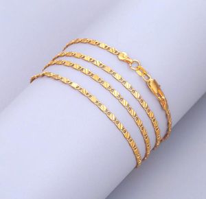 10 Uds. Promoción para perder dinero, collar de cadenas planas de oro/plata de 2mm, joyería Beauul para mujer, collar Figaro con bloque de ondas de agua de 16-30 pulgadas 9884947