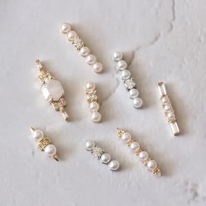 10 unids/lote 3D tira de oro arco aleación arte de uñas circón perla metal manicura uñas Accesorios suministros DIY decoraciones de uñas encantos 240307