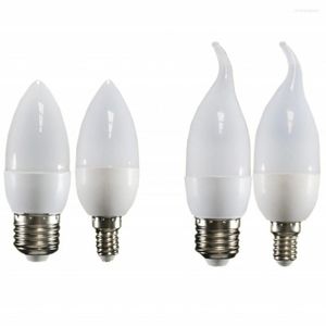 10 unids/lote E14 LED vela bombilla AC 220V lámpara de araña bombillas 5W lámparas decoración cálido/blanco ahorro de energía